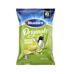 BLUEBIRD POTATO CHIPS ORIGINALS GREEN ONION 150G
